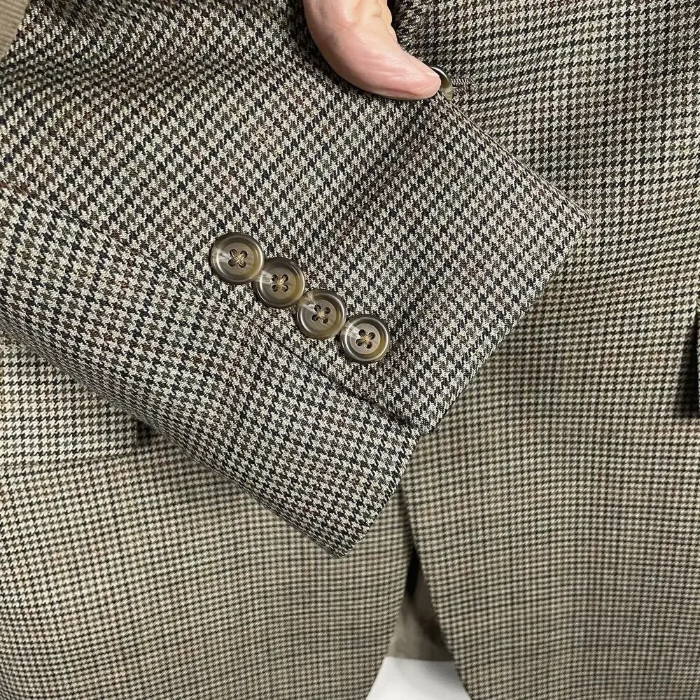 Lauren Ralph Lauren Blazer Sport Coat Jacket Men’s 42R Brown Wool Houndstooth